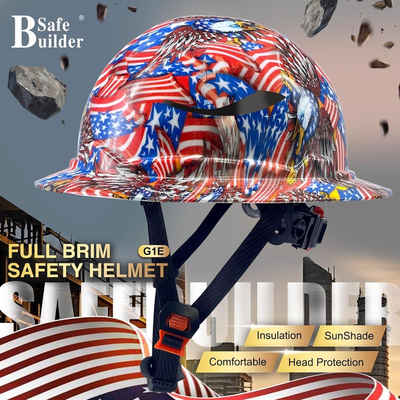 SAFEBUILDER G1E Construction Full Brim Hard Hats ANSI Class E HDPE Safety Helmet Hardhats Sunshade Industrial Head Protection - Image 2